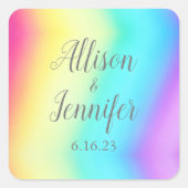Rainbow Fade Hübsch Color Gradient Summer Wedding Quadratischer Aufkleber (Vorderseite)