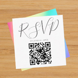 Rainbow Fade Simple Chic QR Code Wedding RSVP Begleitkarte