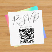 Rainbow Fade Simple Chic QR Code Wedding RSVP Begleitkarte