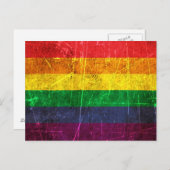 Rainbow-Fahne aus gekratztem und abgenutztem Vinta Postkarte (Vorne/Hinten)