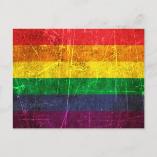 Rainbow-Fahne aus gekratztem und abgenutztem Vinta Postkarte