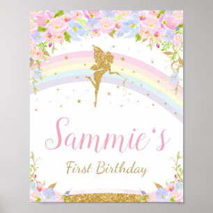 Rainbow Fairy Birthday Party Begrüßungszeichen Poster