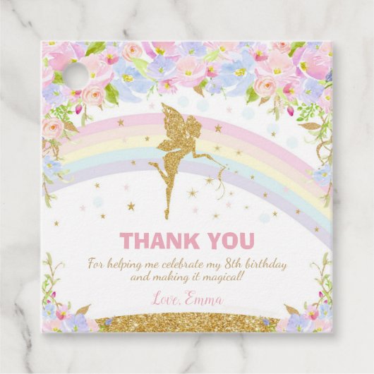 Rainbow Fairy Birthday Party Danke Geschenkanhänger (Vorderseite)