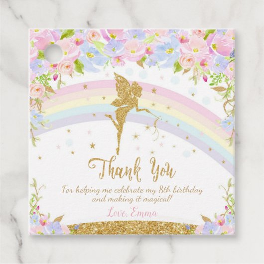 Rainbow Fairy Birthday Party Danke Geschenkanhänger (Vorderseite)