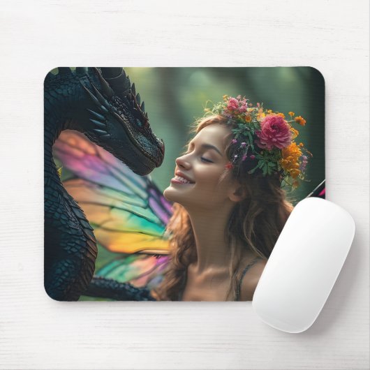 Rainbow Fairy Black Dragon Design Mousepad (Mit Mouse)