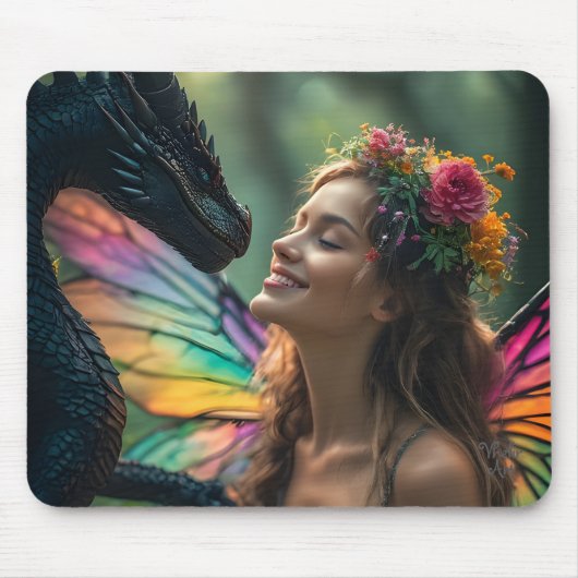 Rainbow Fairy Black Dragon Design Mousepad (Vorne)