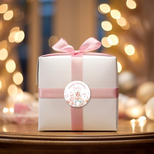 Rainbow Fairy Girl Magic Teapot Geburtstag Runder Aufkleber