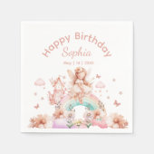 Rainbow Fairy Girl Magic Teapot Geburtstag Serviette (Vorderseite)