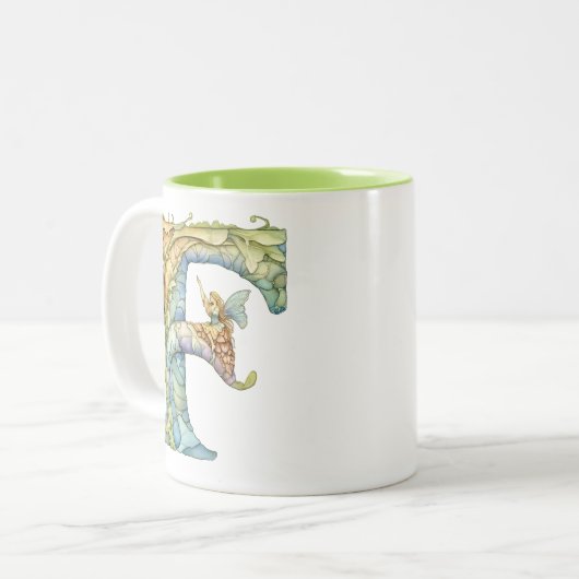 Rainbow Fairy Initial 'F' Zweifarbige Tasse (Vorderseite Links)