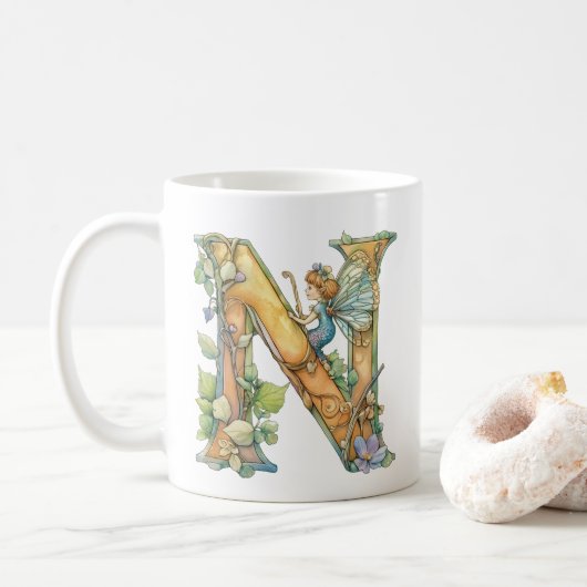 Rainbow Fairy Initial 'N' Kaffeetasse (Mit Donut)