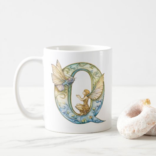 Rainbow Fairy Initial 'Q' Kaffeetasse (Mit Donut)