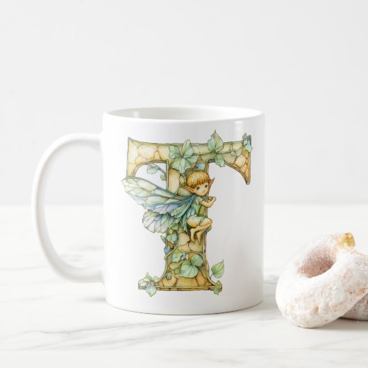 Rainbow Fairy Initial 'T' Kaffeetasse (Mit Donut)