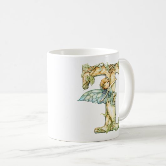 Rainbow Fairy Initial 'T' Kaffeetasse (VorderseiteRechts)
