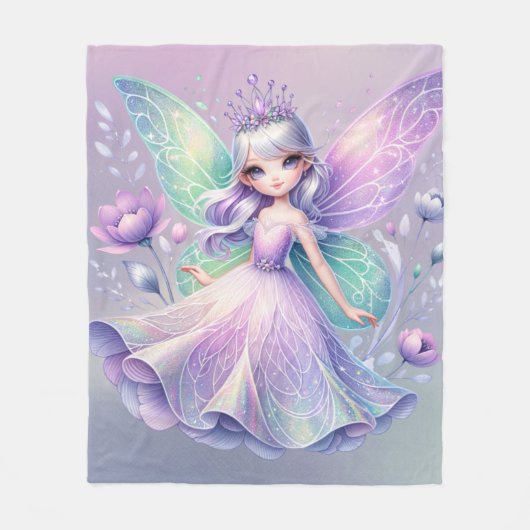Rainbow Fairy Princess mit Peony Floral Girl's Fleecedecke (Vorderseite)