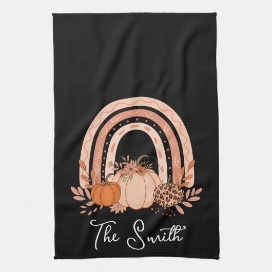 Rainbow Fall Pumpkins Küche |Herbst-Erntedank Geschirrtuch (Vertikal)