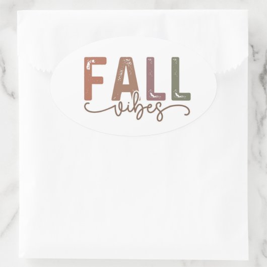 Rainbow Fall Vibes Ovaler Aufkleber (Tasche)