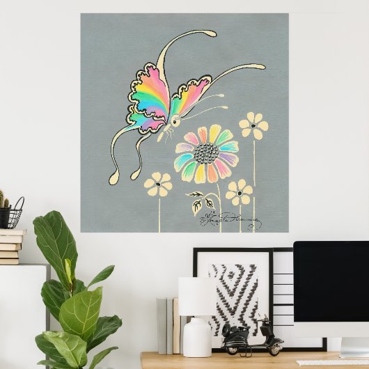 Rainbow Fantasy Butterfly Poster (Heimbüro)