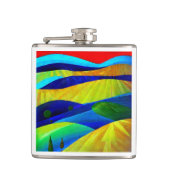 Rainbow Fantasy Hills Landschaft Flachmann (Vorderseite)