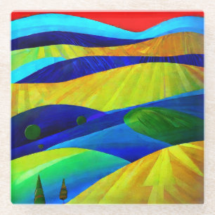 Rainbow Fantasy Hills Landschaft Glasuntersetzer