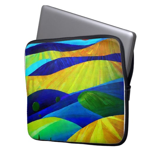 Rainbow Fantasy Hills Landschaft Laptopschutzhülle (Vorderseite Links)