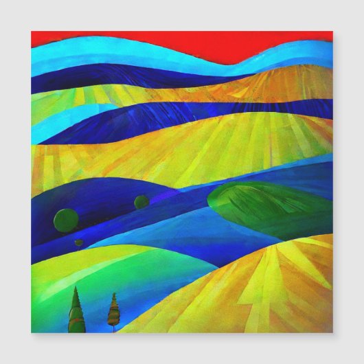 Rainbow Fantasy Hills Landschaft Magnetkarte (Vorderseite)