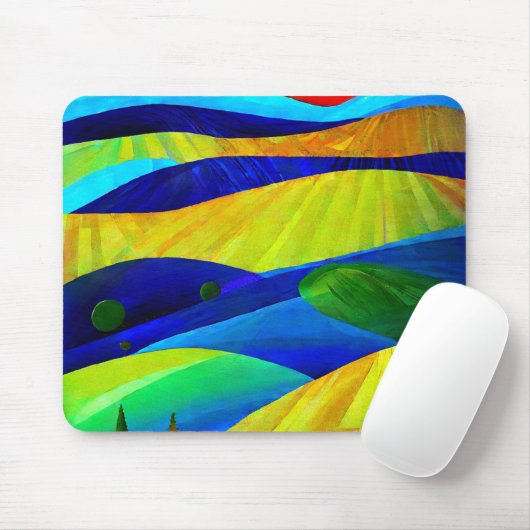Rainbow Fantasy Hills Landschaft Mousepad (Mit Mouse)