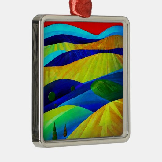 Rainbow Fantasy Hills Landschaft Ornament Aus Metall (Rechts)