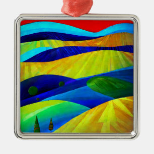 Rainbow Fantasy Hills Landschaft Ornament Aus Metall