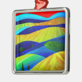 Rainbow Fantasy Hills Landschaft Ornament Aus Metall (Links)