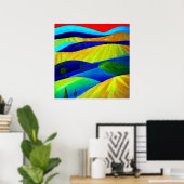 Rainbow Fantasy Hills Landschaft Poster (Heimbüro)