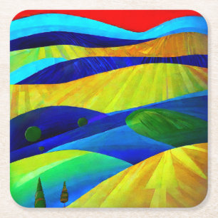 Rainbow Fantasy Hills Landschaft Rechteckiger Pappuntersetzer