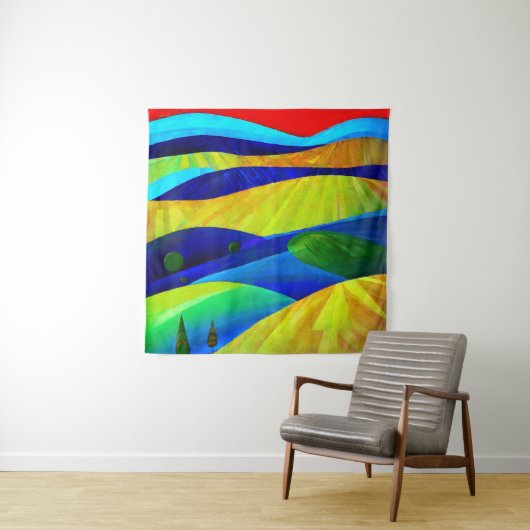 Rainbow Fantasy Hills Landschaft Wandteppich (Beispiel)