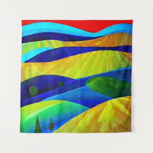 Rainbow Fantasy Hills Landschaft Wandteppich (Vorderseite)