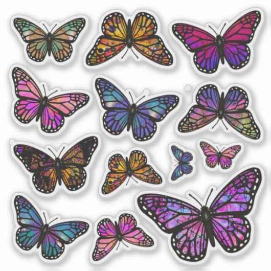Rainbow Fantasy Monarch Butterfly Stickers Aufkleber (Vorderseite)