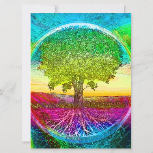 Rainbow-Farb-Baum Einladung (Rückseite)