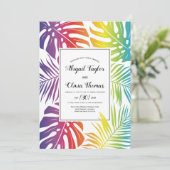 Rainbow Farb Muster Homosexuelle Hochzeit Einladung (Stehend Vorderseite)