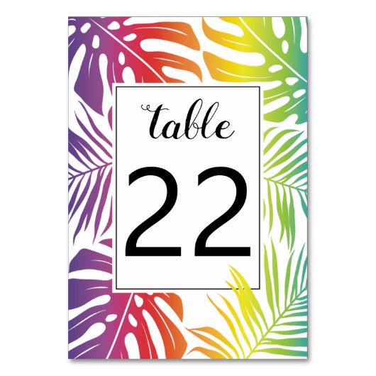 Rainbow Farb Muster Homosexuelle Hochzeit Tischnummer (Rückseite)