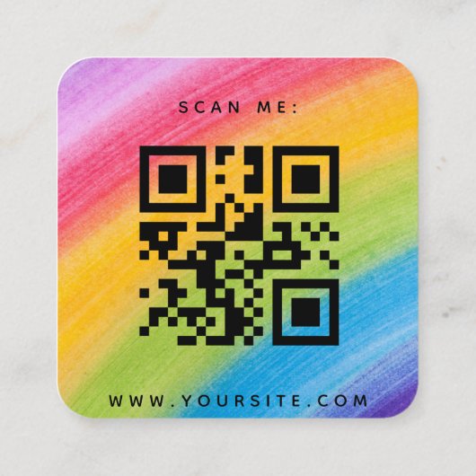Rainbow-Farb-QR-Code-Hochzeit RSVP Begleitkarte (Rückseite)