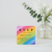 Rainbow-Farb-QR-Code-Hochzeit RSVP Begleitkarte (Stehend Vorderseite)