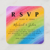 Rainbow-Farb-QR-Code-Hochzeit RSVP Begleitkarte (Vorderseite)
