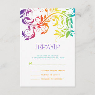 Rainbow Farb-Scrollblatthochzeit RSVP Karte