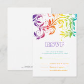 Rainbow Farb-Scrollblatthochzeit RSVP Karte (Vorne/Hinten)