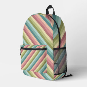 Rainbow Farb Streifen Feder Pastellton Retro Zickz Bedruckter Rucksack