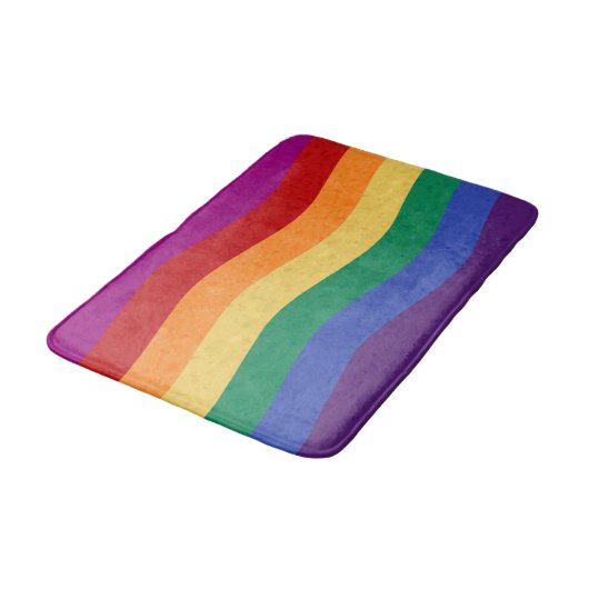Rainbow-Farb-Wavy-Linien Badematte (Schrägansicht)