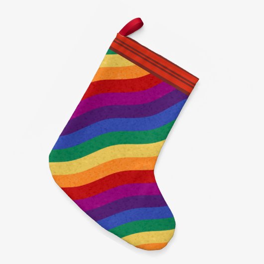 Rainbow-Farb-Wavy-Linien Kleiner Weihnachtsstrumpf (Vorderansicht (hängend))