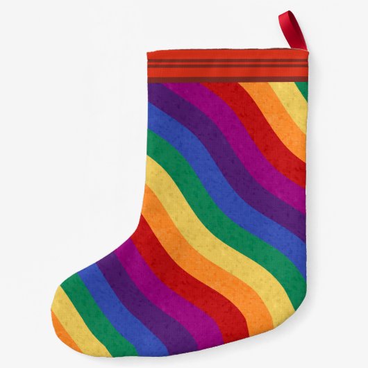 Rainbow-Farb-Wavy-Linien Kleiner Weihnachtsstrumpf (Rückseite)