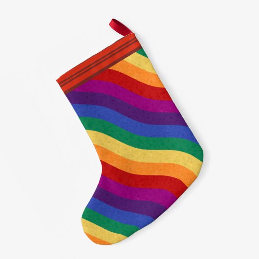 Rainbow-Farb-Wavy-Linien Kleiner Weihnachtsstrumpf (Rückseite (Hängend))