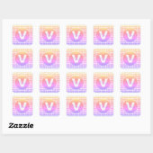Rainbow-Farbe der Checkerboard mit Monogrammname Quadratischer Aufkleber (Blatt)