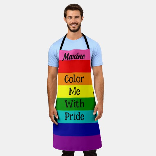 Rainbow Farbe mir mit Stolz Personalisieren Schürze (Getragen)