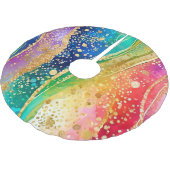 Rainbow-Farbe Polyester Weihnachtsbaumdecke (Schrägansicht)